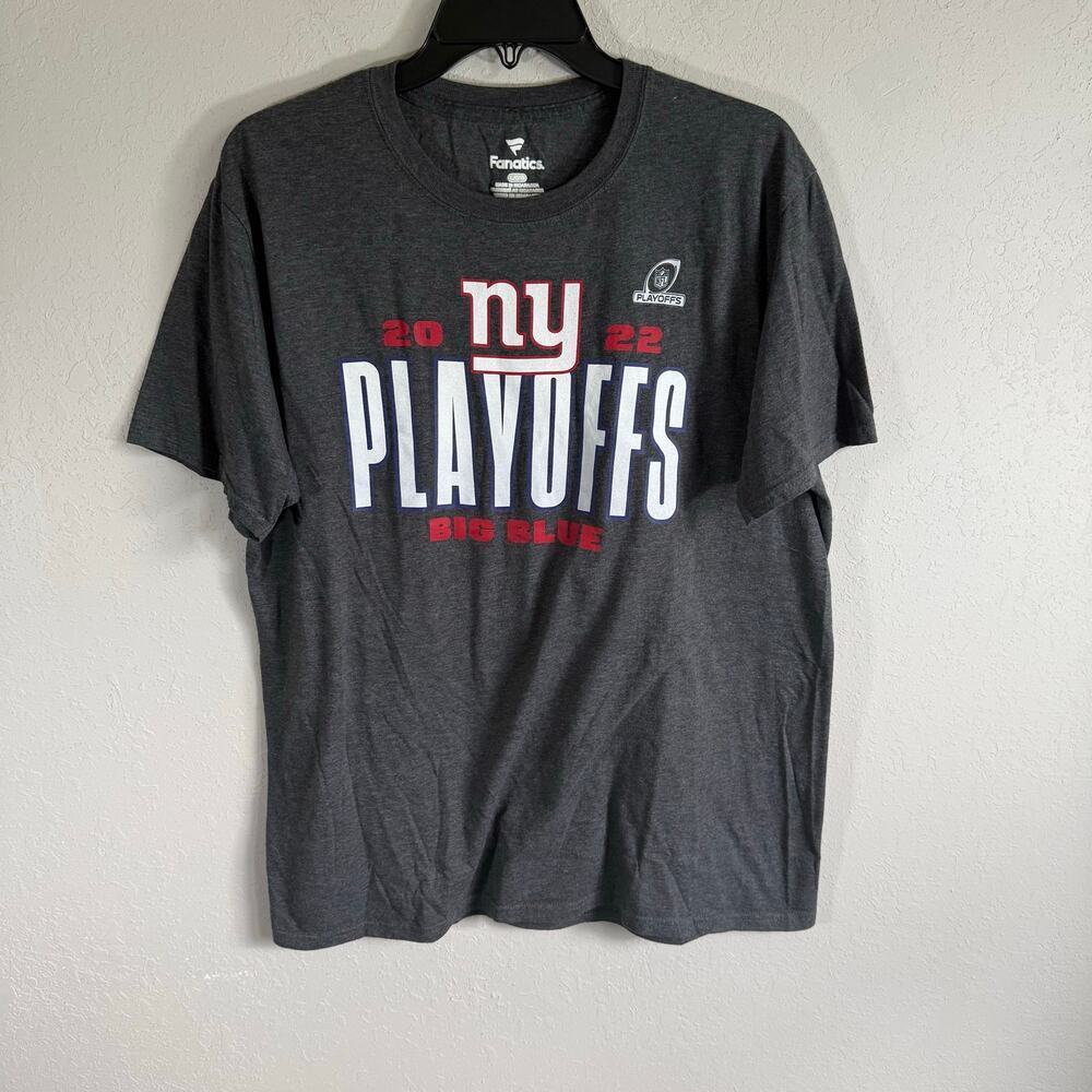 Men’s L Gray Fanatics New York Giants NFL Sporty Athletic Short Sleeve T Shirt